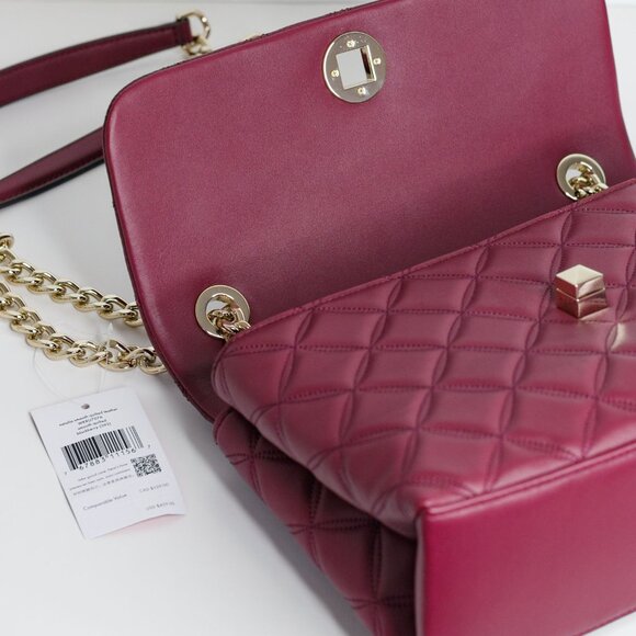 NWT KATE SPADE Natalia Flap Bag Quilted Leather Chain Turn Lock "Blackberry" - Picture 6 of 8